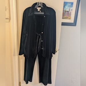 Norton McNaughton Black Velvet Jacket and Pants Set